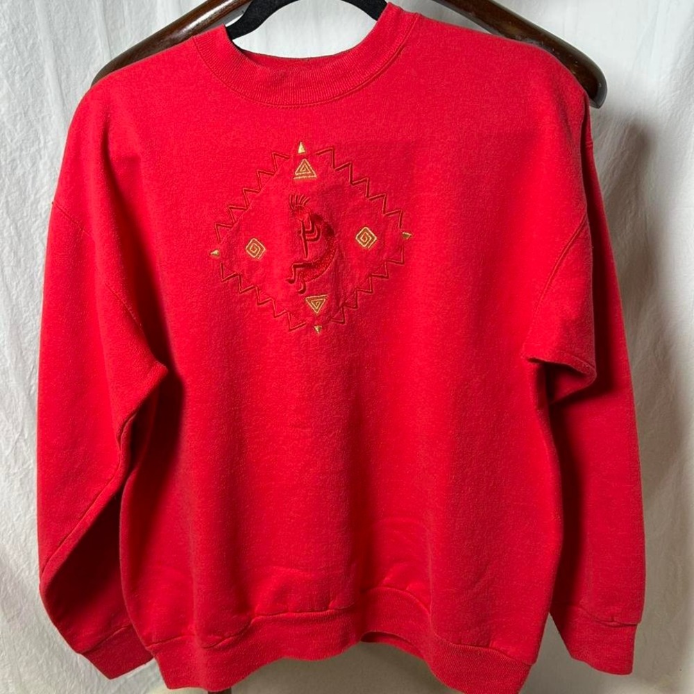 crewneck sweatshirt embroidered design Sedona Arizona Kokopelli Tribal Southwest